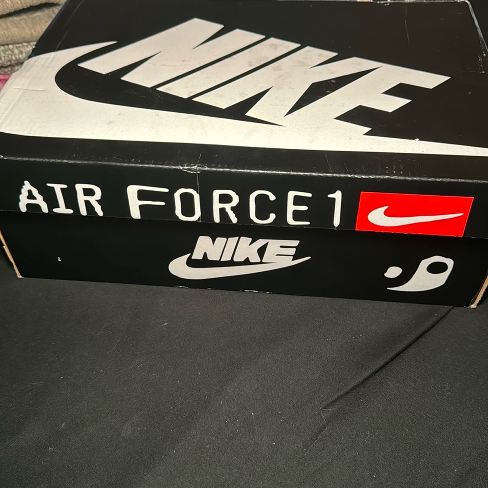 Nike Air Force 1 Black and Red Shoe Box